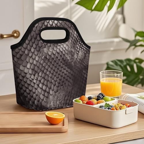 Classic Snake Skin Lunch Bag for Women/Men, Lunch Box Bag Insulated, Lunch Tote Reusable Portable for Work Outdoor Travel And Picnic Beach