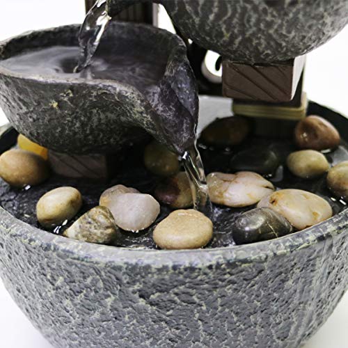 Nature's Mark 7" H Tiered Rock Bowl Tabletop Water Fountain with Natural River Rocks (Power Cord Attached)