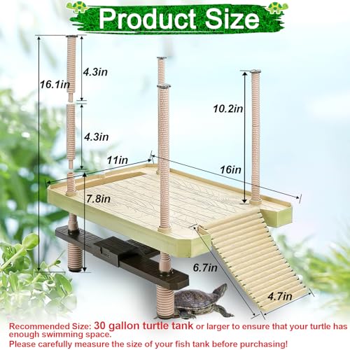 Large Turtle Floating Basking Platform with Feeding Area, Turtle Floating Docks Reptile Climbing Pier and Basking Platform for Tortoise, Frogs, Crabs and Salamanders - size: Large - 30 gallon or larger fish tank