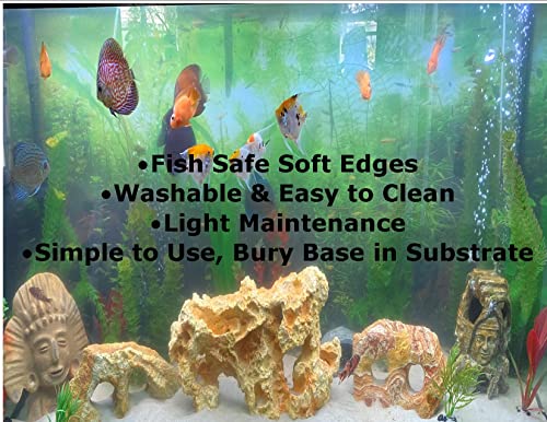 Large Hollow Log with Plants Aquarium Pond Ornament Artificial Resin Tree Bark Hide or Cave for Fish Tank, 10 Inches Long Reptiles or Turtle Tank Ornament Safe for Aquatic Habitats, Brown