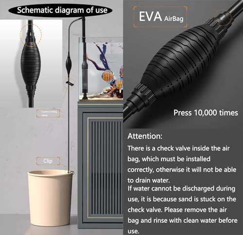 Carefree Fish Aquarium Gravel Vacuum Sand Cleaner with 6Ft Pipe Fish Tank Water Changer Adjustable Length ABS(for 8~30Gal Tank) - size: 8~30Gal