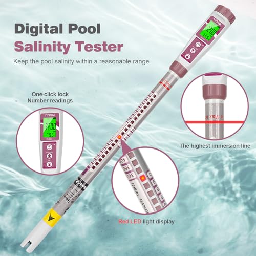 Salt Meter for Pools Truncheon Salinity Tester for Pool & Spa | Saltwater pool test kit for Swimming Pool,Spa, Hot Tub Freshwater Fish Tank - color: White salinity meter