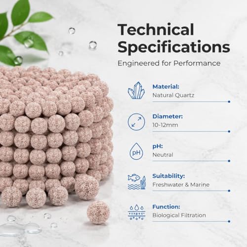 Sukh 30oz Ceramic Bio Balls - Aquarium Filter Media with 4 Mesh Bags | Porous Spheres for Fish Tank, Sump, Pond, Canister Filters, Freshwater Systems, Koi Ponds, Media Bag Use & Easy Water Flow - size: 30oz