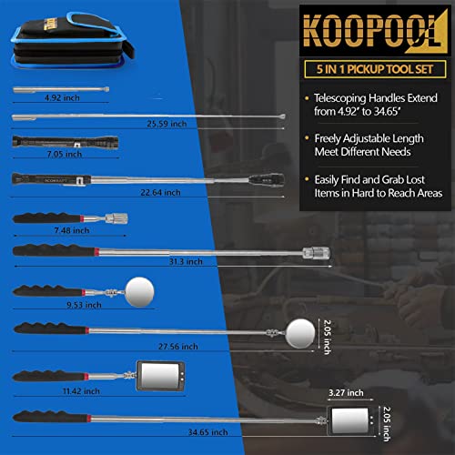 Telescoping Magnetic Pickup Tool Set, Inspection Mirror Telescoping, LED Flashlight, Cool Gadgets for Men, Father’s Day Gift, Gifts for Dad, Husband, Kids, Boyfriend, Magnet Stick (Blue) - color: Blue