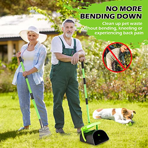 MXF 40.16" Pooper Scooper Set – Swivel Bin & Rake Kit with 100 Waste Bags | Long Handle Waste Pick Up Tool with Bag Attachment. Fits Large to Small Dogs on Lawn, Yard, Grass, Gravel, & Kennels