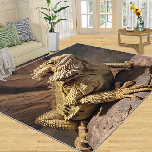 Bearded Dragon Area Rug 5.3x8ft Bearded Dragon Rug, Exotic Reptile Rugs for Living Room, Indoor Non-Slip Rugs, Machine Washable Carpet for Front Entrance Floor Decor - color: Rugs-359, size: 5'3" x 7'11" (Rectangular)