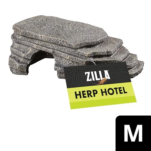 Zilla Herp Hotel, Naturalistic Hide and Basking-Platform for Leopard Geckos, Bearded Dragons, Anoles, Medium - size: Medium