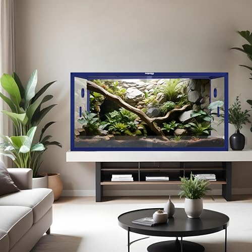 120 Gallon Reptile Tank for Bearded Dragon, Snake, Adult Reptile | Optimal Ventilation & Light Penetration by Rust Proof Mesh Top, Easy Assembly within 6 Steps with Clear Instruction - color: Dart Blue, size: 120 Gallon