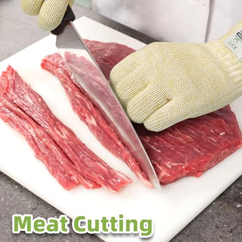 Schwer SlicePro ANSI A9 Cut Resistant Gloves, Food Grade, PR1501, L | Non PFAS, No Glass Fiber, for Kitchen Food Prep, Mandolin Slicing, Meat Cutting, Oyster Shucking, Fish Fillet Processing - color: Beige-a9, size: Large