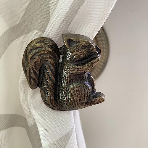 Animal Hook, Curtain Hold Back, Tie Back, Jewellery Hook, Antique Brass, Iron (Squirrel) - style: Squirrel