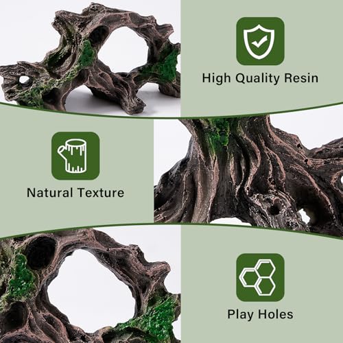 5pcs Driftwood Cave Aquarium Decor, Fish Tank Decorations Artificial Silk Aquarium Plants for Betta Fish Tank acccessories (Driftwood) - color: Driftwood Cave