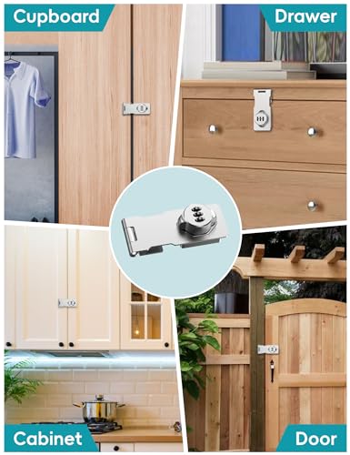 Cabinet Password Hasp Lock, Keyless Combination Lock for Small Doors, Bathroom, Outdoor, Garage, Garden, Silver, 2 Pack - color: Silver, size: 1 Pack