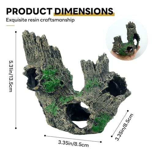1 Pcs Aquarium Resin Driftwood Decor | Natural Sunken Wood‑Style Fish Tank Hideout Cave Non‑Toxic Decor for Terrarium Paludarium