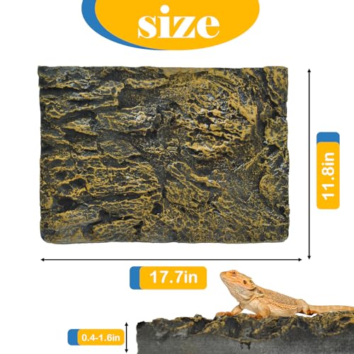 Reptile Tank Background Board Rock Terrarium Cork Background Board 3D Wall Backdrop Aquarium DéCor Backgrounds Amphibian Habitat Decoration for Lizards Leopard Gecko Bearded Dragons Turtle - color: Yellow