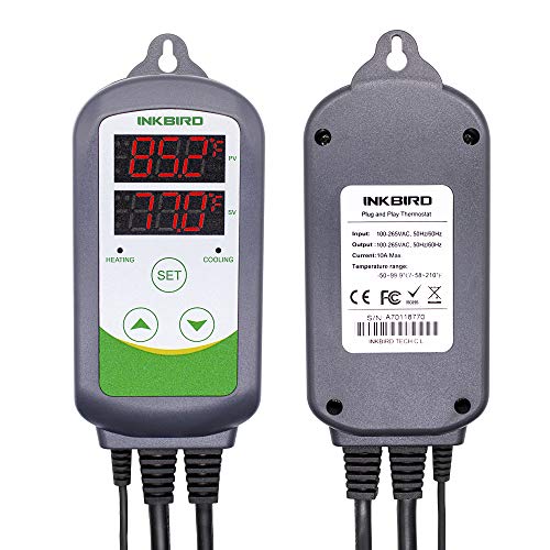 Inkbird ITC-308 Digital Temperature Controller Thermostat | 110V 10A 1100W 2-Stage Outlet with Heating and Cooling Mode for Carboy Homebrew Fermenter Greenhouse Terrarium - size: Non-WiFi ITC-308