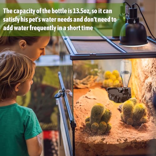 Mumufy 2 Pack Reptile Water Feeder Automatic Water Dispenser Waterer 13.5Oz Feeding Accessories Tank Lizards Waterer for Bearded Dragon Terrarium Turtle Tank Feeding Geckos Frog (Brown) - color: Brown