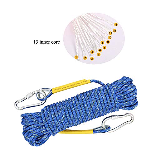 X XBEN Outdoor Climbing Rope 10M(32ft) 20M(64ft) 30M(96ft) 50M(160ft) 70M(230ft) 152M(500FT) 352M(1000FT) Static Rock Climbing Rope for Escape Rope Ice Climbing Equipment Fire Rescue Parachute - color: Blue, size: 1/3 Inch x 96 Feet