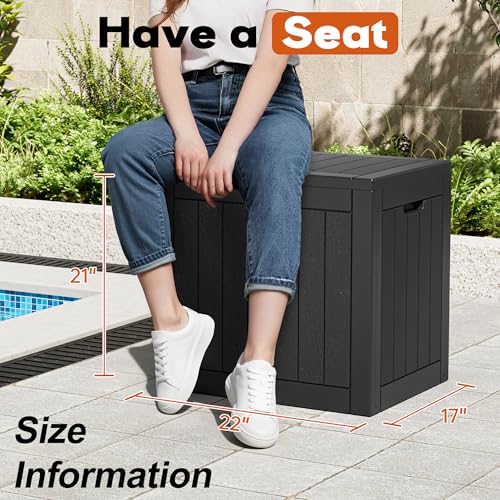 Outdoor Storage Box, Resin Deck Boxes Indoor and outdoor, Waterproof Storage Box Lockable Lid (Black,35 Gallon) - color: Striped Black, style: 35 Gallon