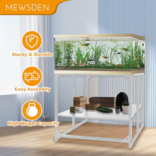 Fish Tank Stand, 40 Gallon Heavy Duty Metal Aquarium Stands, Reptile Tank, Turtle Tank, Breeder Tank Stand, 660LBS Capacity Terrarium Stand Rack with 2-Tier Storage Shelves (White, 36.5"x18.5"x29.5") - color: White, size: (40 Gallon)36.5"x18.5"