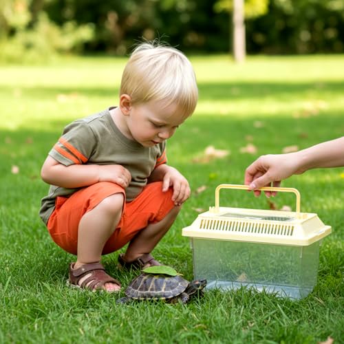 12 Pcs 7"×4.3"x4.3" Plastic Reptile Terrariums Carrier Cage Snake Breeding Box Hatching Container Clear Fish Tank with Ventilated Lid for Spider, Tarantula, Hermit Crab, Lizard, Turtle