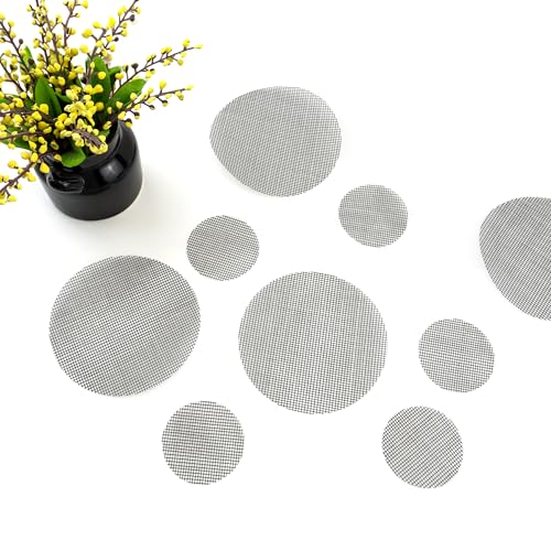 Quacc 100 PCS Flower Pot Hole Mesh Pad, 2/4 Inch Round Plant Pot Drainage Mat, Plant Potting Bonsai Bottom Grid Mat to Prevent Soil Loss (Black)