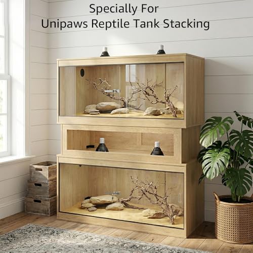 unipaws Reptile Enclosure Stacker for 110 Gallon Tank, Nature | Stackable Base with Heat Lamp Openings and Metal Reinforced Corners - color: Nature, size: Stacker for 110 Gallon Tank