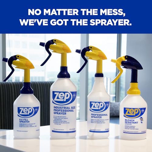 Zep Bleach Resistant Professional Sprayer Bottle - 32 oz (Pack of 2) - ZUPRO2-30 Foot Stream Spray or a Fine Mist, Adjustable Nozzle Measurements, Bleach Resistant for Up to a Year