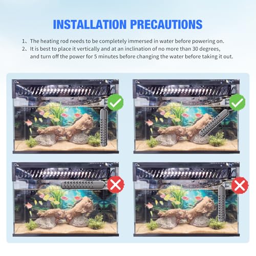 500W Submersible Fish Tank Heater for 70-120 Gallon with Auto Shut-Off When Leaving Water—Aquarium Heater, Dry-Burn & Overheat Protection, Smart LED Display, Freshwater Saltwater bigTank - size: 500W