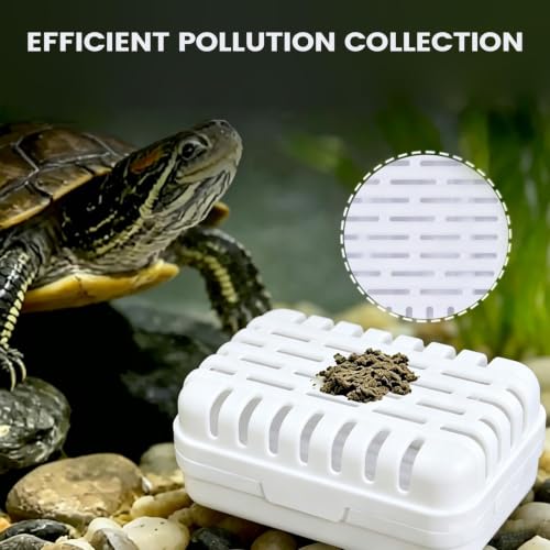 Turtle Accessories Terrarium Waste Collection Gear | Aquarium Waste Trap for Tortoise Reptile Terrapin Home Office Apartment Dormitory Living Room Vacation - color: White