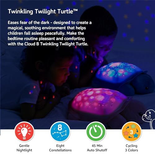 Cloud b Star Projector Nightlight with White Noise Soothing Sounds | Adjustable Settings and Auto-Shutoff | Twinkling Twilight Turtle - Pink - color: Twinkling Twilight Turtle - Pink