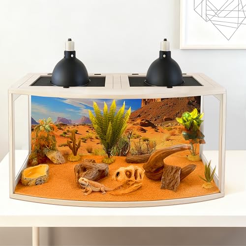 Bearded Dragon Tank, Curved Reptile Enclosure with 3-Side Clear Acrylic Panels, Spacious Lizard Tank with Metal Mesh Top and Lockable Door for Reptile Habitat - color: Oak, size: 24"Length,24 Gallons