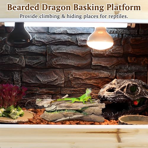 Fhiny Reptile Hides and Caves Resin Hollow Tree Trunk for Terrarium Lizard Hideout Aquarium Fish Hideaway Gecko Tank Accessories for Lizards Chameleons Bearded Dragons Hermit Crabs Frogs (Large)