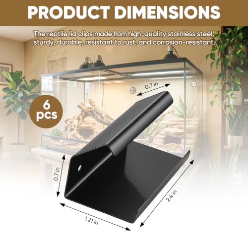 ETZ Reptile Terrarium Covers Heavy Duty Screen Clips 6 Pack for 5-29 Gallons, Aquarium Lid Clip, Reptile Tank Clips to Hold Screen for Prevent Reptiles from Escaping the Terrarium