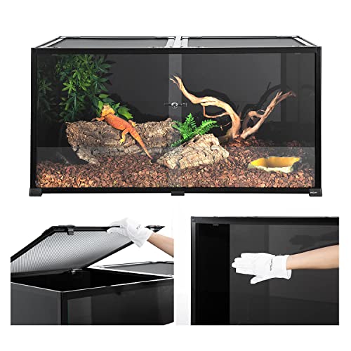 REPTIZOO Large 120 Gallon Reptile Terrarium, Reptile Tank 48" x 24" x 24" Black-Tinted Eco-Terrarium - size: 48"W X 24"D X 24"H (120Gallon)