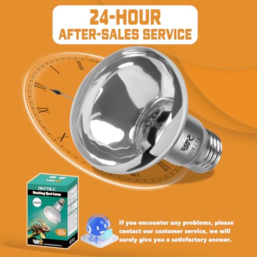 LUCKY HERP Heat Lamp Bulbs, UVA Intense Basking Spot Light Reptile Heat Lamp(Clear) 100W, Simulated Natural Sunlight Heat Lamp Bulbs for Reptile, Bearded Dragon, Amphibian, Turtle, Snake, Lizard - color: Clear Reptile Heat Lamp, size: 100W 1-Pack