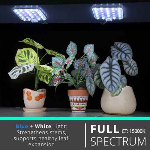 Under Shelf Grow Light, Auto Timer, Dimmable, Bluish White, 1-Pack | Full Spectrum LED Plant Light for Shelves, Bookcase, Cabinet; 4"x4" Ultra-Slim LED Panel; 6ft USB Cord; 10W 2-Panel Each Pack - color: Bluish White
