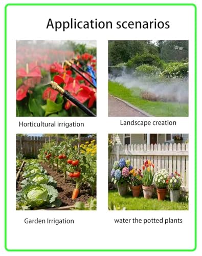 360° Adjustable Drip Irrigation System – Garden Watering Sprinkler System | 12mm Large-Diameter Tubing, Automatic Quick-Connect Misting Sprinkler System for Raised Beds, Lawn, Patio, Yard, Greenhouse - size: 65 FT