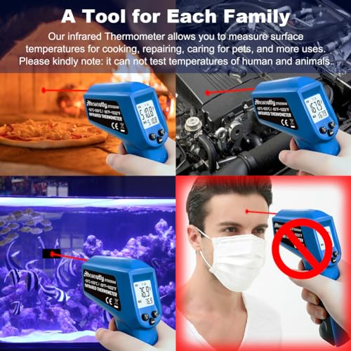 Infrared Thermometer Temperature Gun - 58 ℉~1022 ℉ (- 50 ℃~550 ℃) Non-Contact Digital Laser Infrared Ir Thermometer for Cooking, Barbecue, Food, Repair (Blue) - color: Blue1