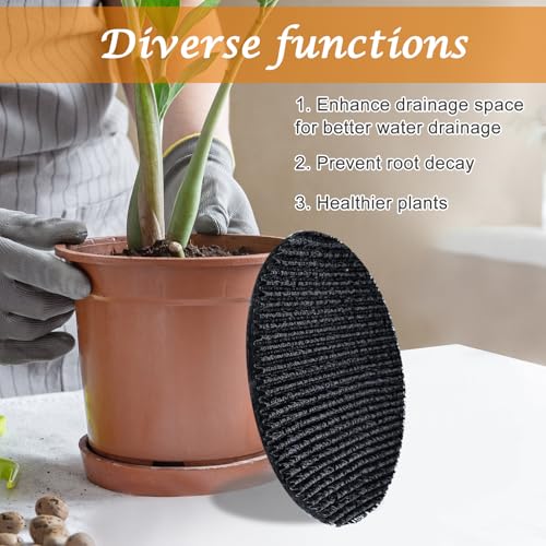 3Pcs 6.3inch Pot Mesh Drainage Discs Double Layer Plant Pot Hole Insert Pads Thickened Bonsai Pot Bottom Grid Mat Mesh Reusable for Indoor Outdoor Potted Plant Prevent Soil Loss Keep Roots Healthy - size: 6.3inch-3Pcs