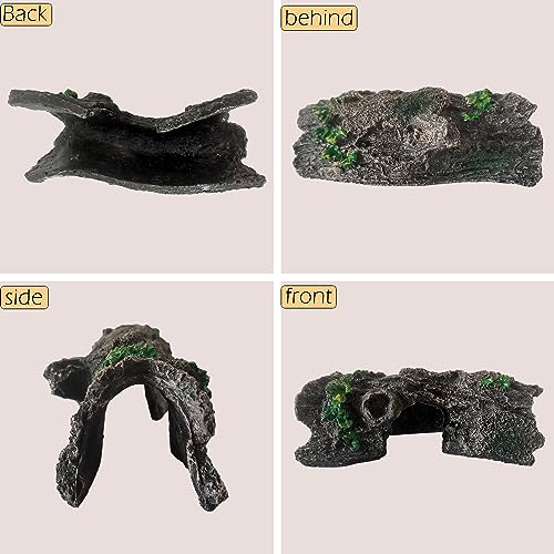 IBWell Aquarium Wood Fish Tank Decorations,Resin Fake Logs Terrarium DÉCor, Reptile Hide Aquarium Hideout for Fish Cave, Small Turtles, to 20 Gallon Tank - size: 6.3"*2.0"*8.9"
