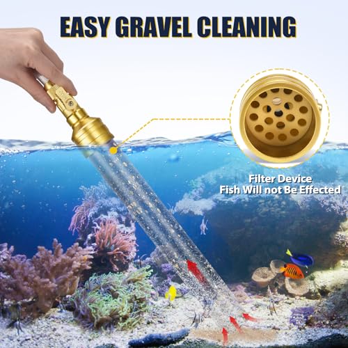 Gravel Vacuum for Aquarium Water Changer Fish Tank Cleaning Tools, Siphon Universal Quick Pump Aquarium Water Changing (30ft) - size: 30ft