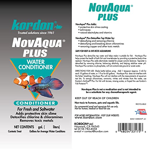 Kordon #33156 Novaqua Plus- Water Conditioner for Aquarium, 16-Ounce, Black - size: 16 Ounce