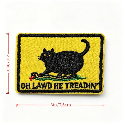 Oh Lawd He Treading Cat Snake Patch Hook and Loop Funny Tactical Morale Embroidered Cool Military Badge 3 * 2 Inch for Backpack Vest Dog Harness Molle Gear Gift for Adults