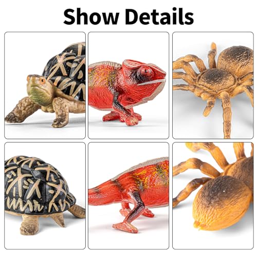 12PCS Realistic Madagascar Animal Figurines Toys Plastic Jungle Animals | Figures Playset, Lemur, Chameleon, Tortoise, Frog, Crocodile, Snake with Tree Valentine's Day Gifts for Kids - style: 12PCS Madagascar Reptile Animals