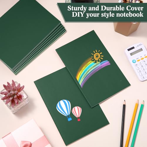 100 Pcs Journals Notebooks Bulk - Kraft Softcover A5 Small Notebooks 5.5 Inch x 8.3 Inch Notepads with 60 Page 30 Sheet for Writing Sketch Travel Office Supplies (Green,Unlined) - color: Green, style: Unlined