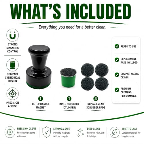 The Magic Cleaner Magnetic Glass Cleaner Kit |Mini, 12mm Size | For Water Pipes, Vases, Windows, Aquariums, Small, & all Shapes & Sizes | Cleans Hard to Reach Stains | Scrub via Magnet Glass Cleaner
