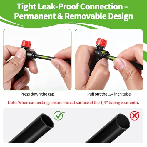RedChili 10 Pieces Quick Connect Drip Emitters for 1/4" Drip Irrigation Tubing, Adjustable 360 Degree Stream Emitters with Stake Two Way Full Circle 8 Hole Stream Drippers for Garden Watering System - size: 22P Stream(Push,2 Way)