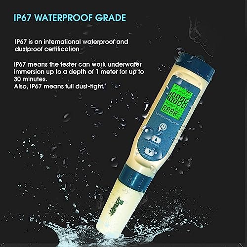 5-in-1 Water Quality Tester Pen Meter for Pools, Drinking Water, Aquariums, Hydroponic & Cooking - Measures PH, TDS, EC, Salinity & Temp with ATC Function - style: 5-in-1 liquid tester PH/TDS/EC/Salinity/Temp