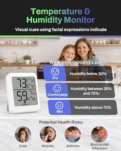 BN-LINK Digital Hygrometer Indoor Room Thermometer with LCD, 1 Pack | Accurate Temperature and Humidity Meter with Large LCD Monitor for Home, Bedroom, Terrarium, Incubator, Greenhouse - size: 1 Pack