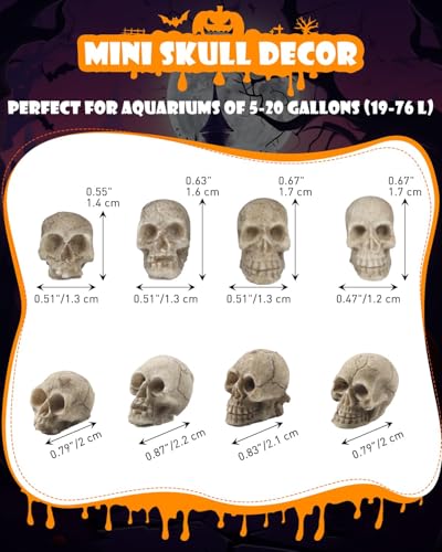 Uniclife 40 Pcs Halloween Mini Skull Decorations, Halloween Fish Tank Decor, Realistic Resin Mini Skulls Figurines for Party Crafts Bar Home, Vase Fillers, Miniature Skeleton Head Table Decor - color: 40 Pcs Mini Skull